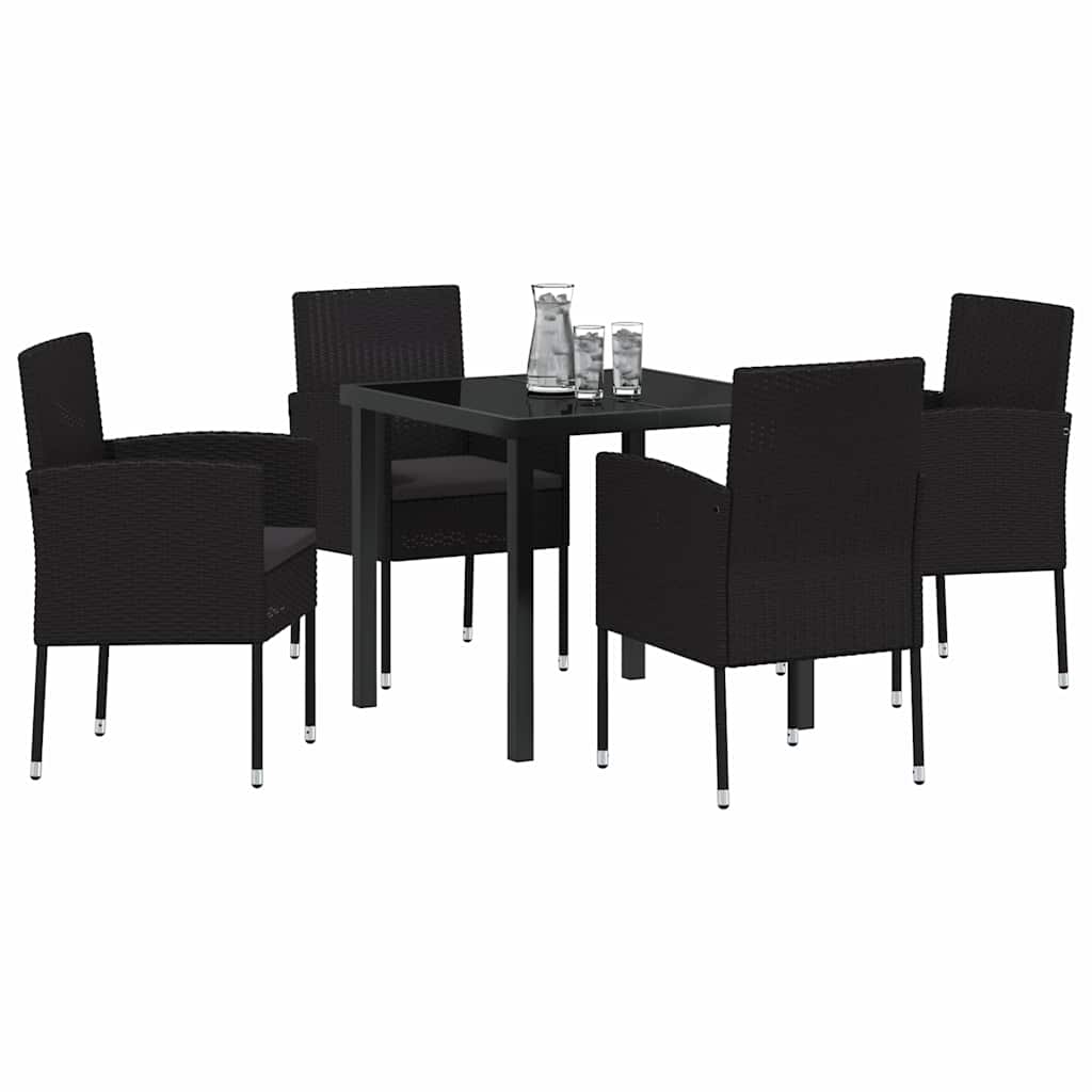 Ensemble de salle à manger pour jardin 5 pcs Noir polyrotin - XIOS