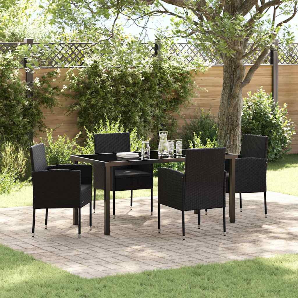 Ensemble de salle à manger pour jardin 5 pcs Noir polyrotin - XIOS