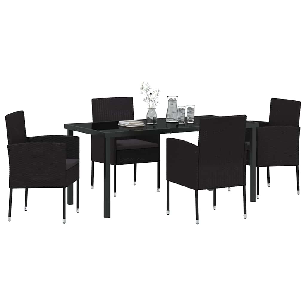 Ensemble de salle à manger pour jardin 5 pcs Noir polyrotin - XIOS