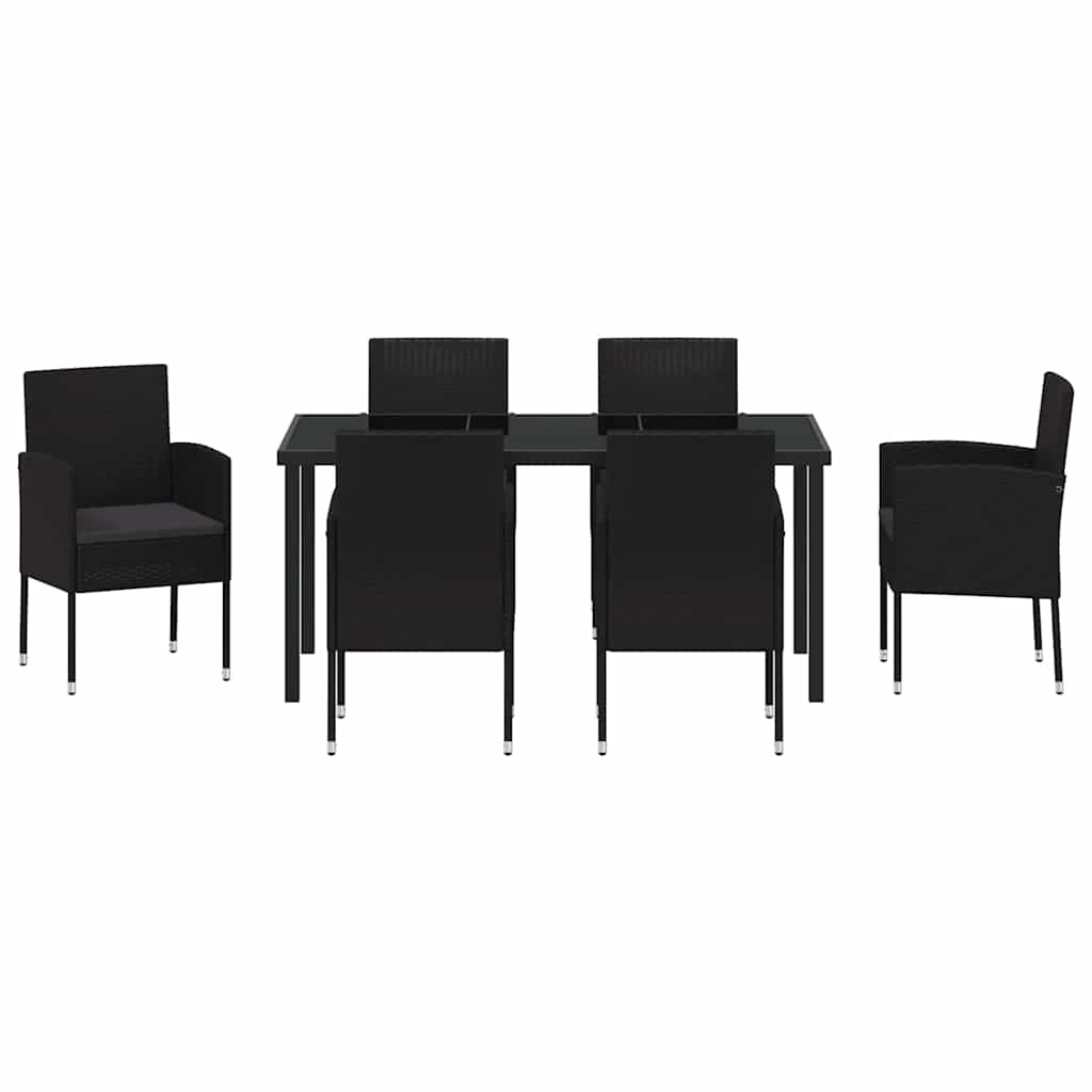 Ensemble de salle à manger pour jardin 7 pcs Noir polyrotin - XIOS