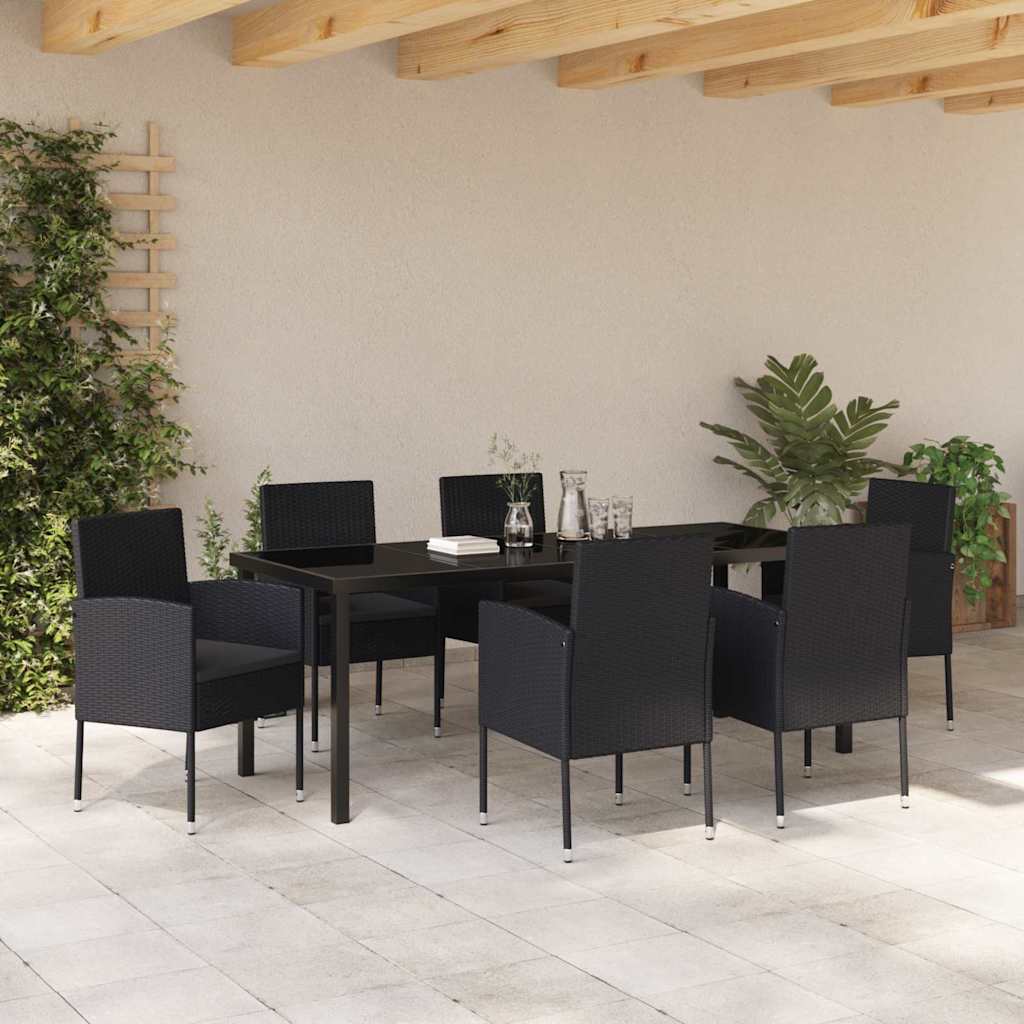 Ensemble de salle à manger pour jardin 7 pcs Noir polyrotin - XIOS