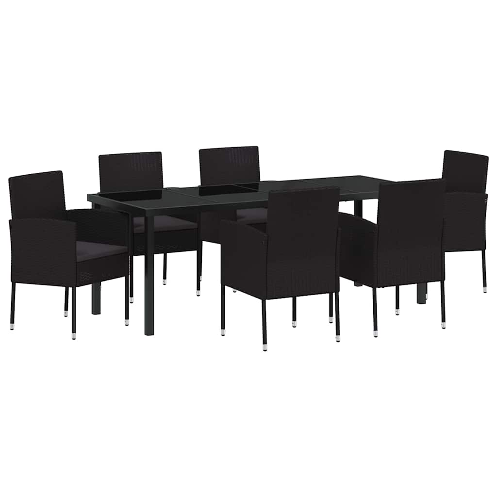 Ensemble de salle à manger pour jardin 7 pcs Noir polyrotin - XIOS