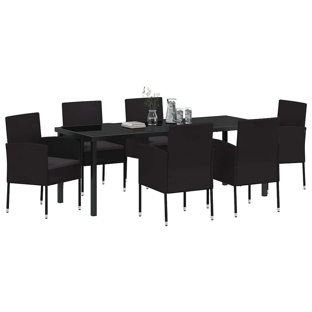 Ensemble de salle à manger pour jardin 7 pcs Noir polyrotin - XIOS