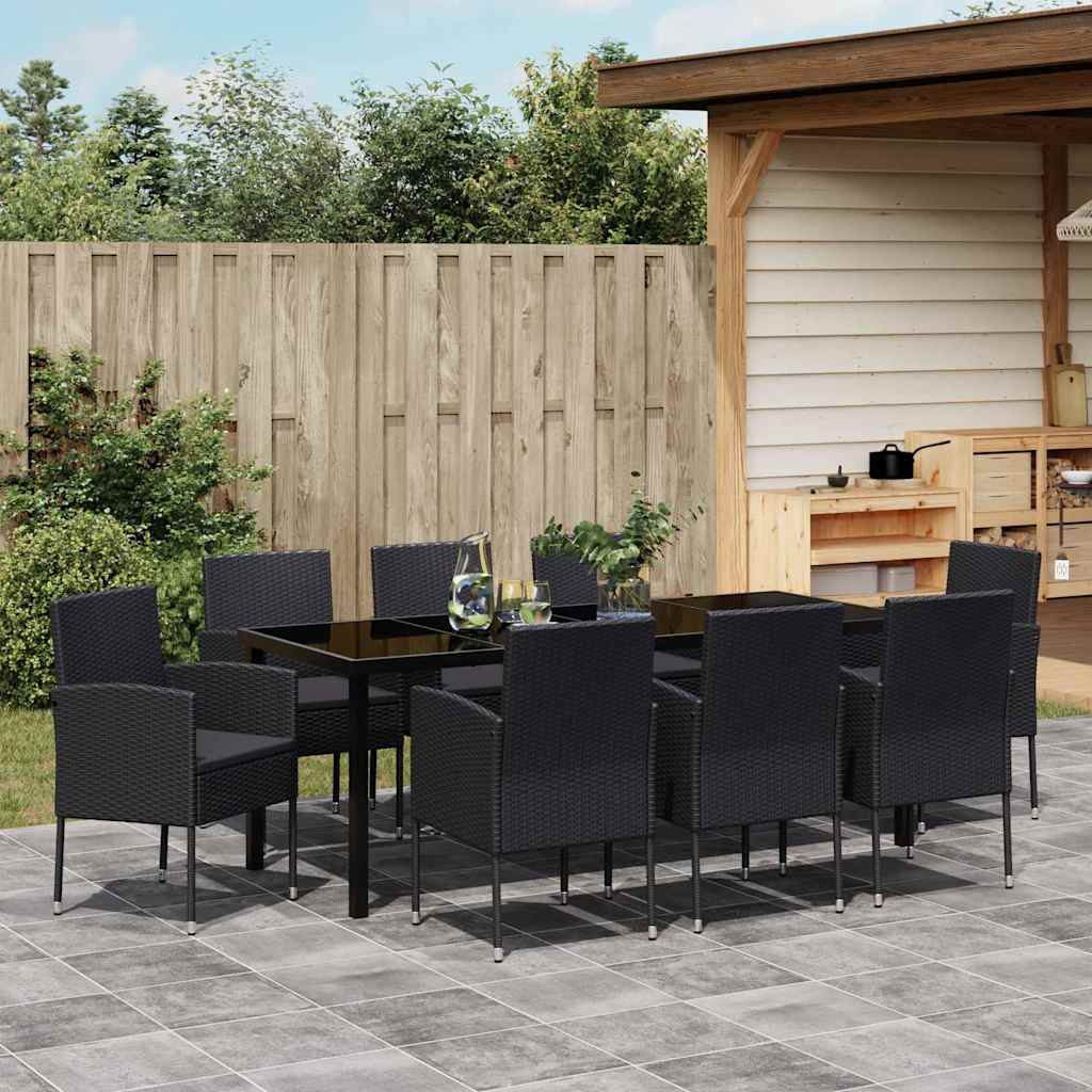 Ensemble de salle à manger pour jardin 9 pcs Noir polyrotin - XIOS