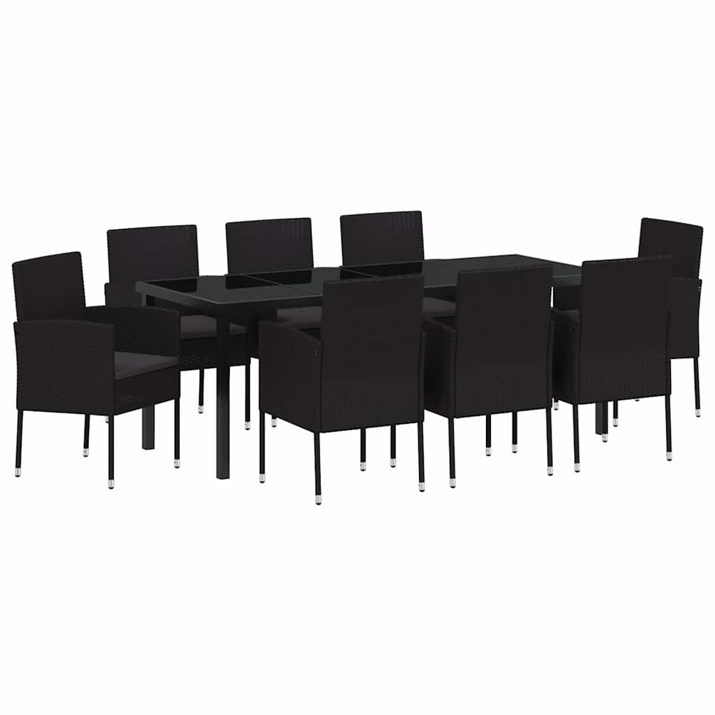 Ensemble de salle à manger pour jardin 9 pcs Noir polyrotin - XIOS