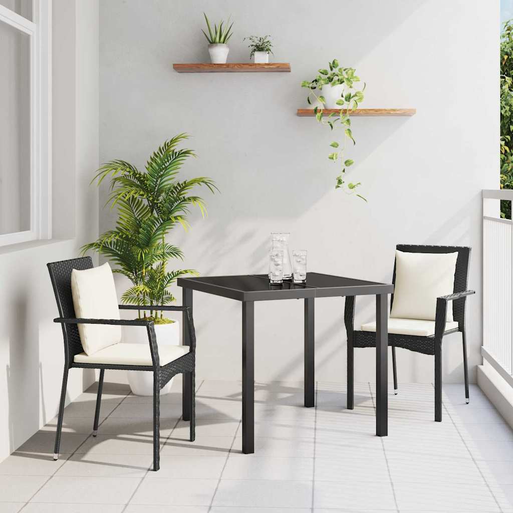 Ensemble de salle à manger pour jardin 3 pcs Noir polyrotin - XIOS