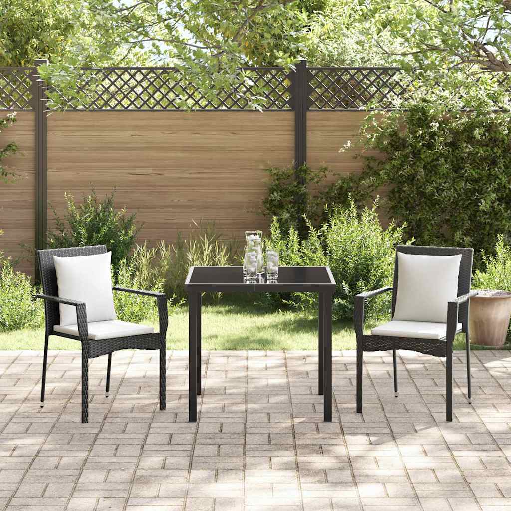 Ensemble de salle à manger pour jardin 3 pcs Noir polyrotin - XIOS