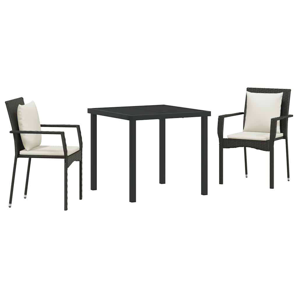 Ensemble de salle à manger pour jardin 3 pcs Noir polyrotin - XIOS