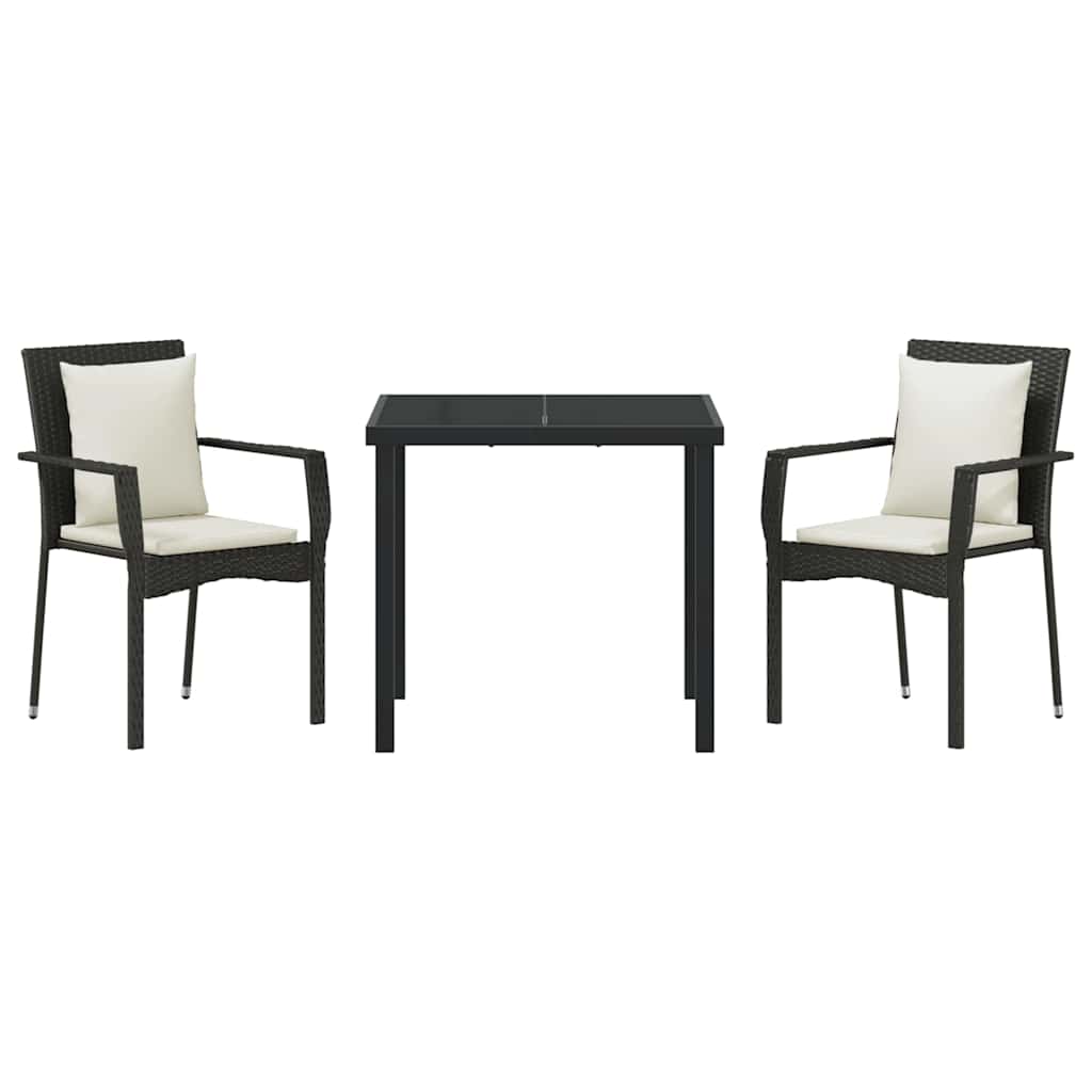Ensemble de salle à manger pour jardin 3 pcs Noir polyrotin - XIOS