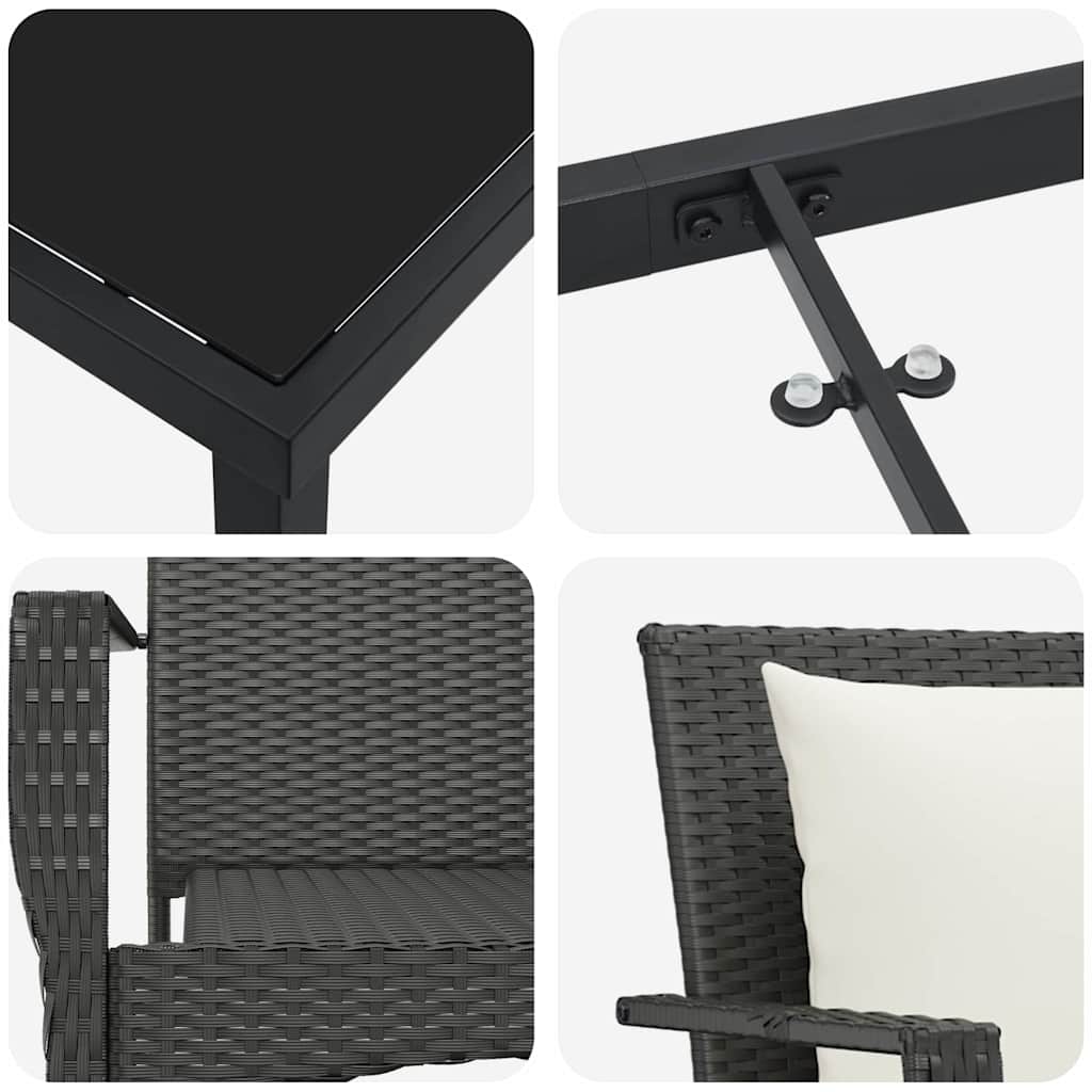 Ensemble de salle à manger pour jardin 5 pcs Noir polyrotin - XIOS