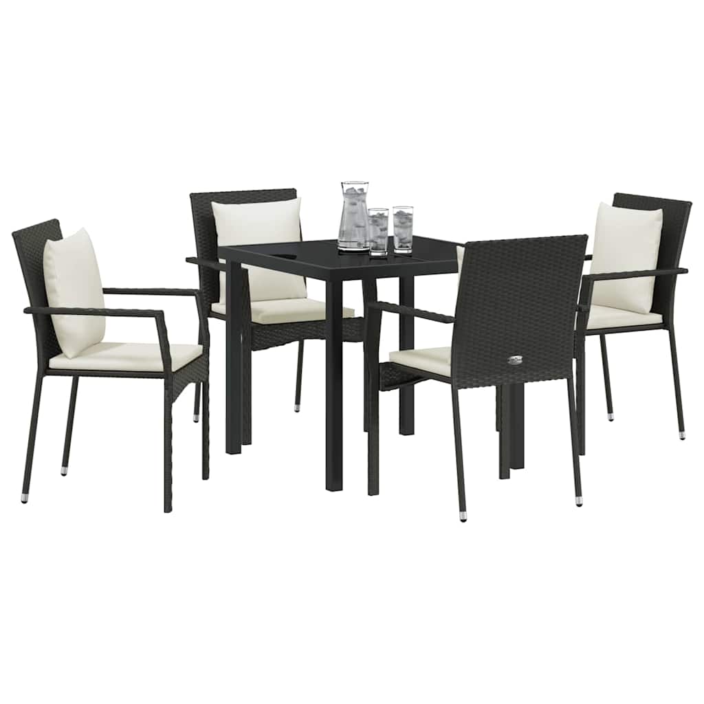 Ensemble de salle à manger pour jardin 5 pcs Noir polyrotin - XIOS