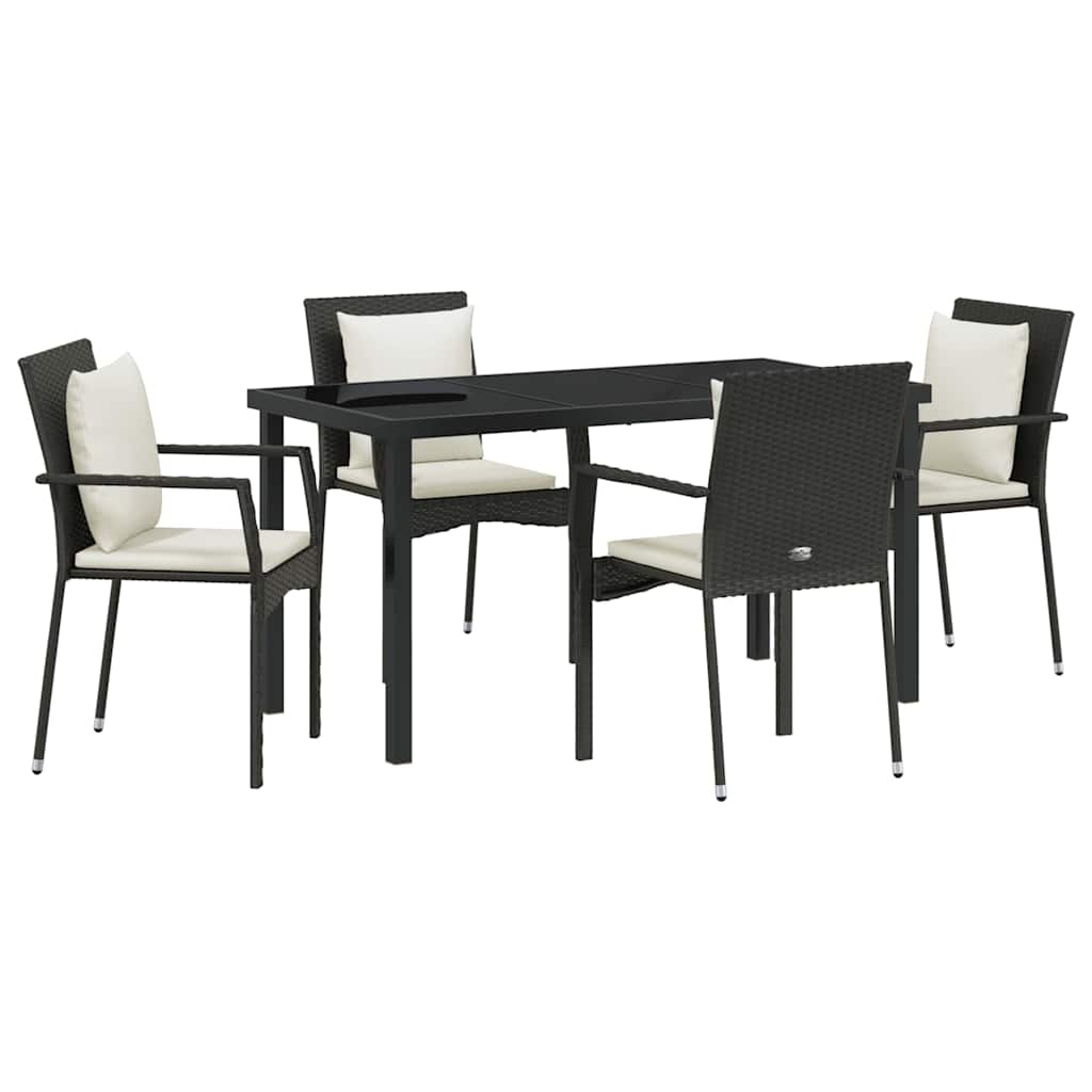 Ensemble de salle à manger pour jardin 5 pcs Noir polyrotin - XIOS