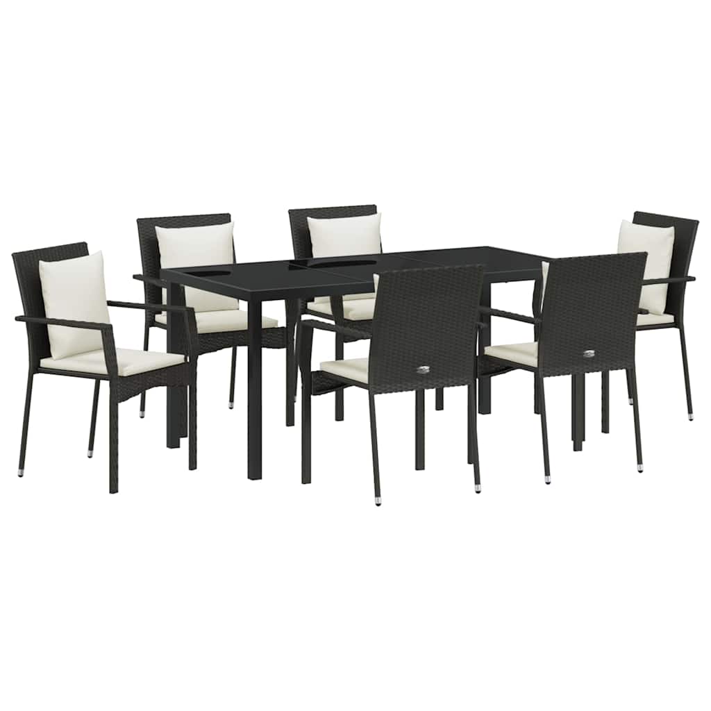 Ensemble de salle à manger pour jardin 7 pcs Noir polyrotin - XIOS