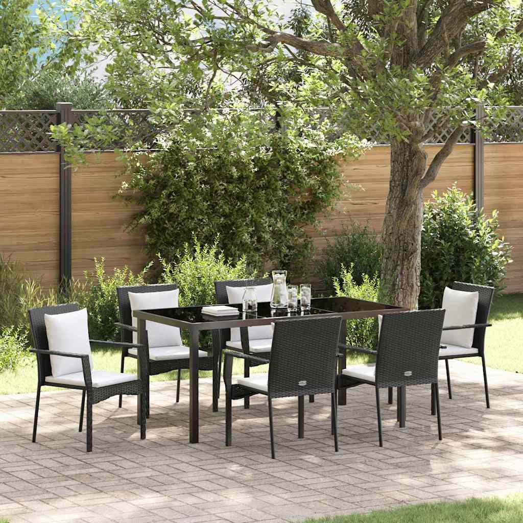 Ensemble de salle à manger pour jardin 7 pcs Noir polyrotin - XIOS