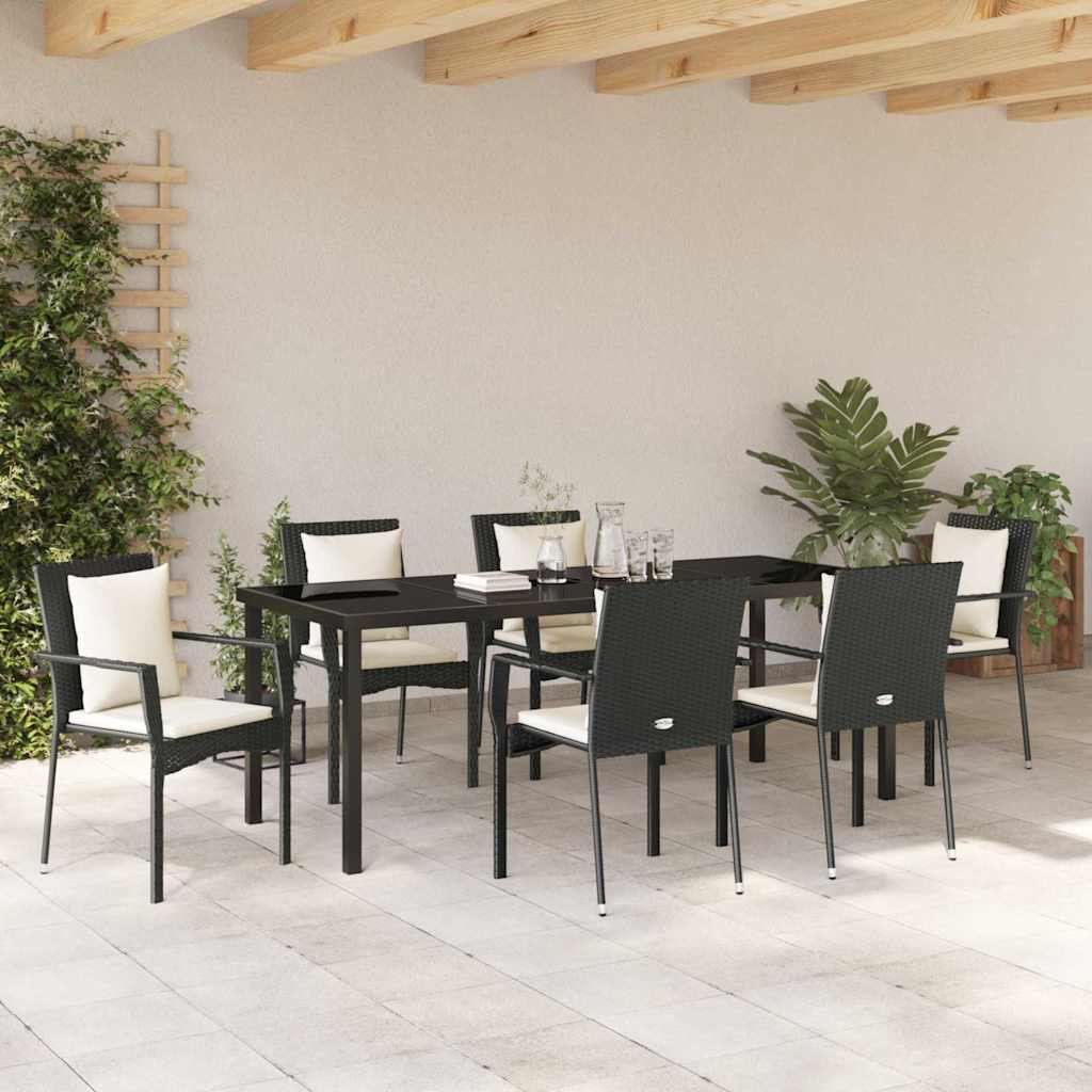 Ensemble de salle à manger pour jardin 7 pcs Noir polyrotin - XIOS