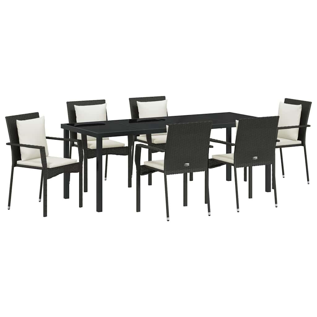 Ensemble de salle à manger pour jardin 7 pcs Noir polyrotin - XIOS