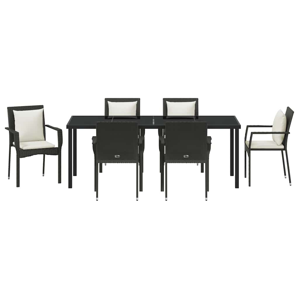 Ensemble de salle à manger pour jardin 7 pcs Noir polyrotin - XIOS