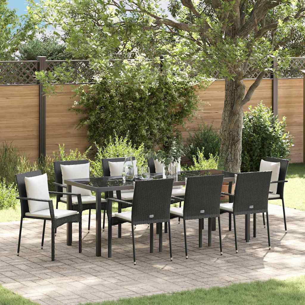 Ensemble de salle à manger pour jardin 9 pcs Noir polyrotin - XIOS