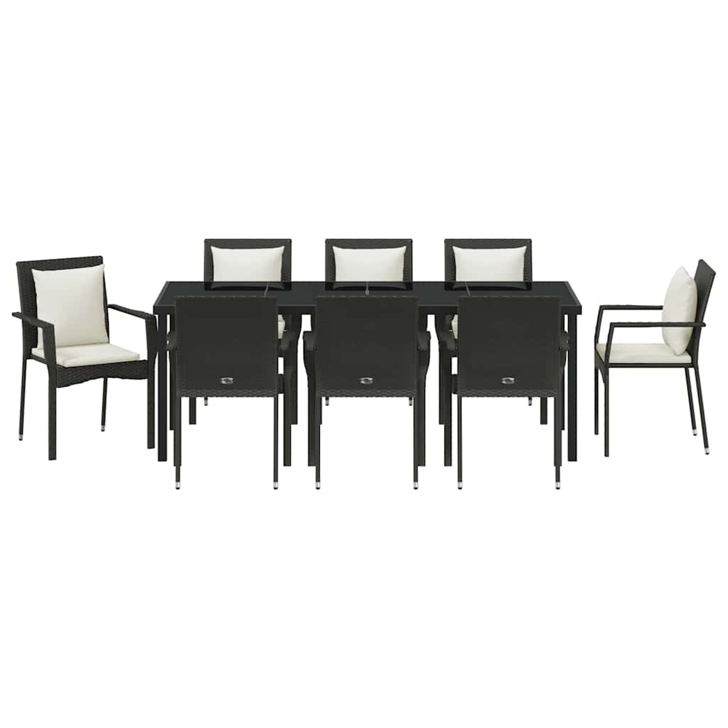 Ensemble de salle à manger pour jardin 9 pcs Noir polyrotin - XIOS