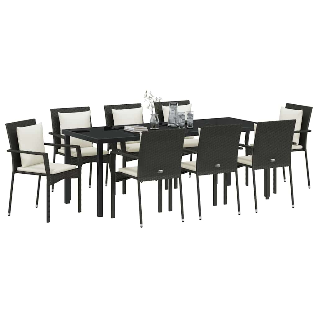 Ensemble de salle à manger pour jardin 9 pcs Noir polyrotin - XIOS