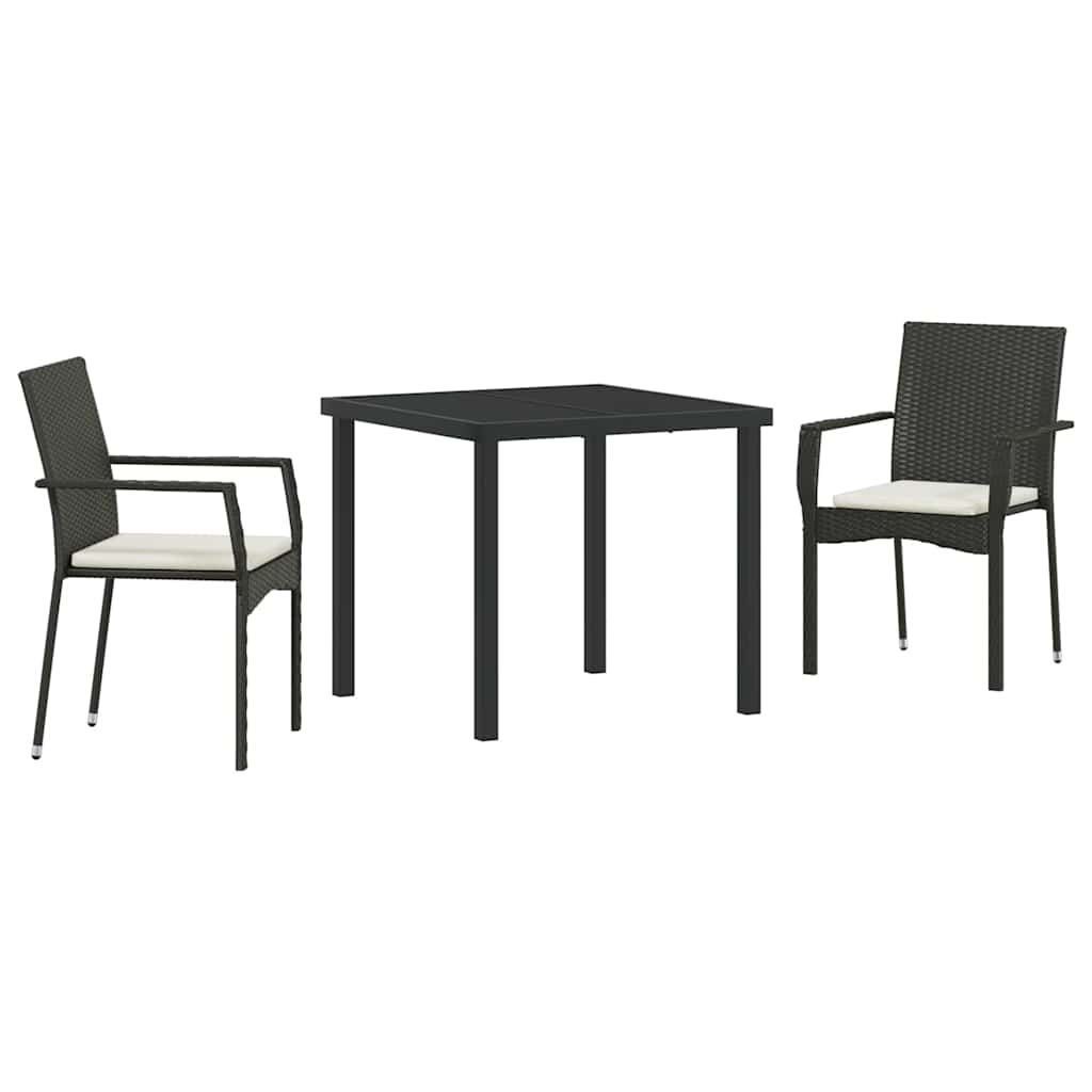 Ensemble de salle à manger pour jardin 3 pcs Noir polyrotin - XIOS