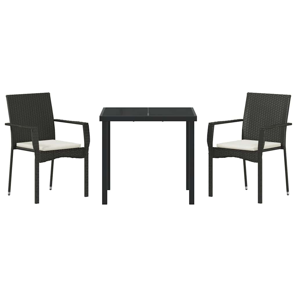 Ensemble de salle à manger pour jardin 3 pcs Noir polyrotin - XIOS