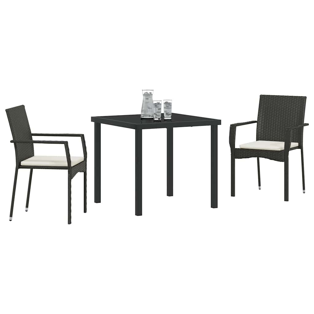Ensemble de salle à manger pour jardin 3 pcs Noir polyrotin - XIOS