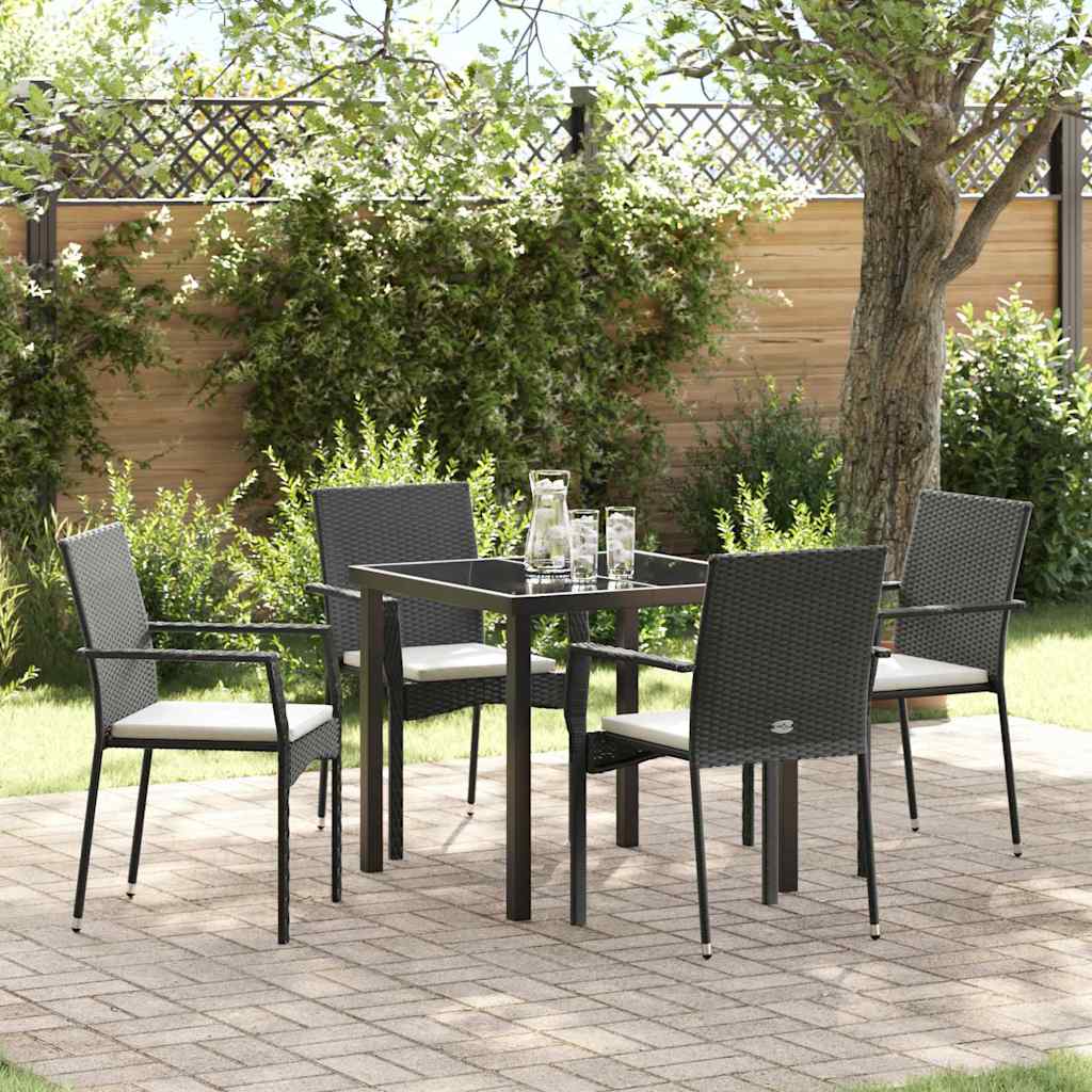 Ensemble de salle à manger pour jardin 5 pcs Noir polyrotin - XIOS