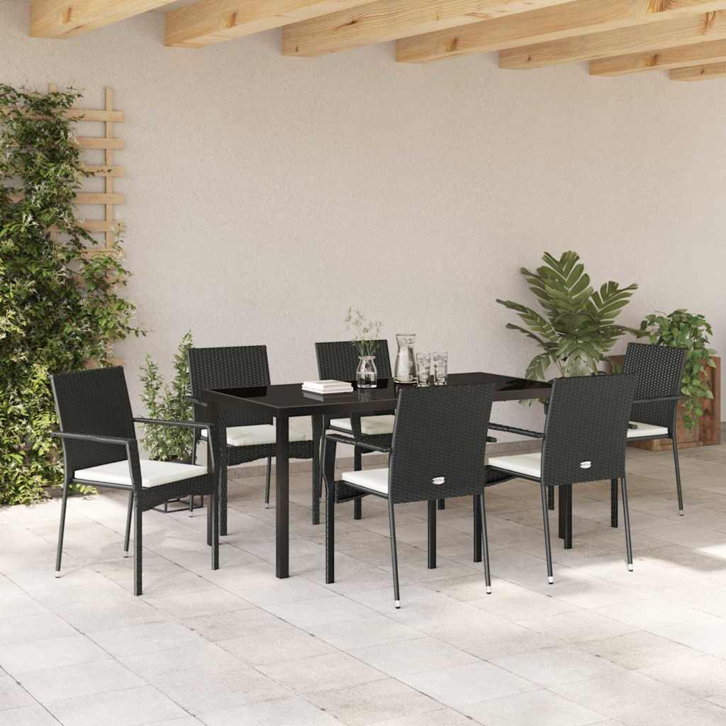 Ensemble de salle à manger pour jardin 7 pcs Noir polyrotin - XIOS