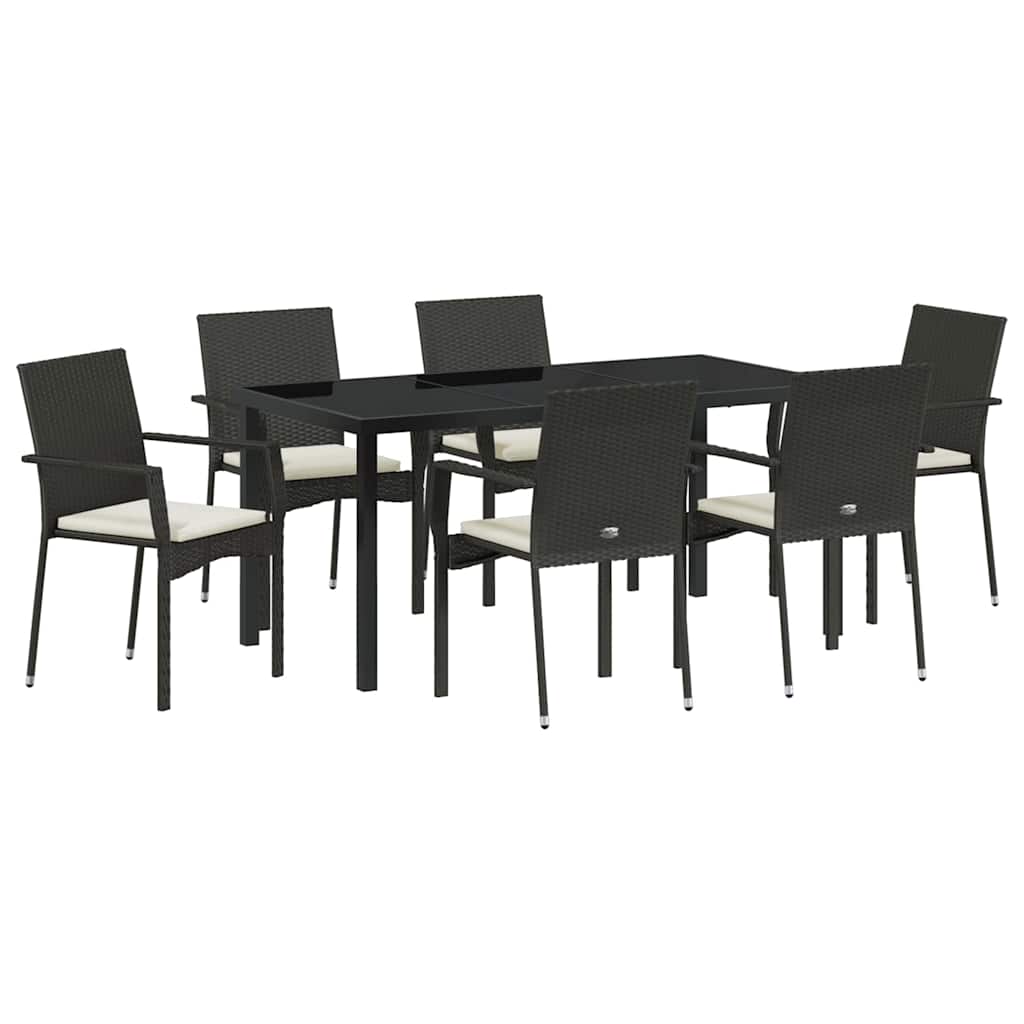Ensemble de salle à manger pour jardin 7 pcs Noir polyrotin - XIOS