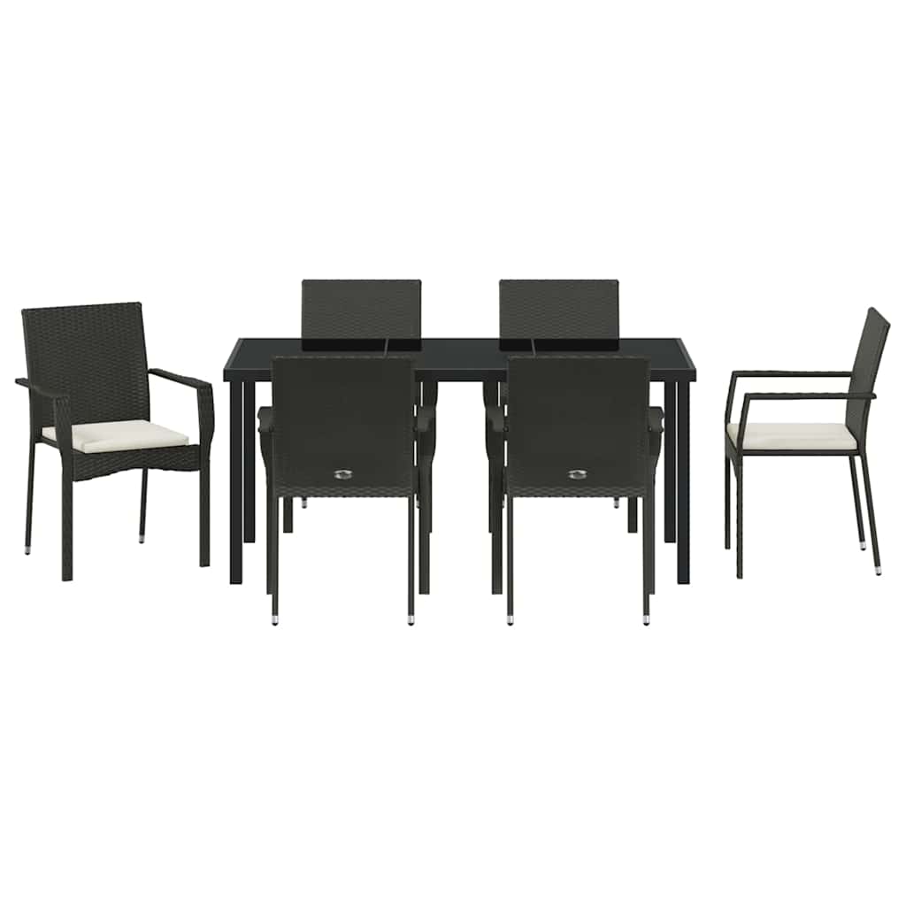 Ensemble de salle à manger pour jardin 7 pcs Noir polyrotin - XIOS