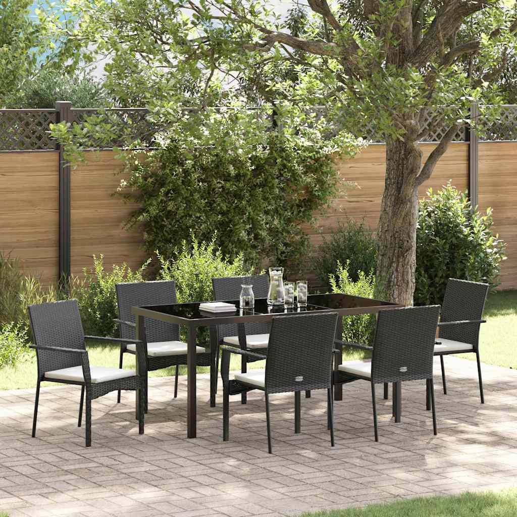 Ensemble de salle à manger pour jardin 7 pcs Noir polyrotin - XIOS