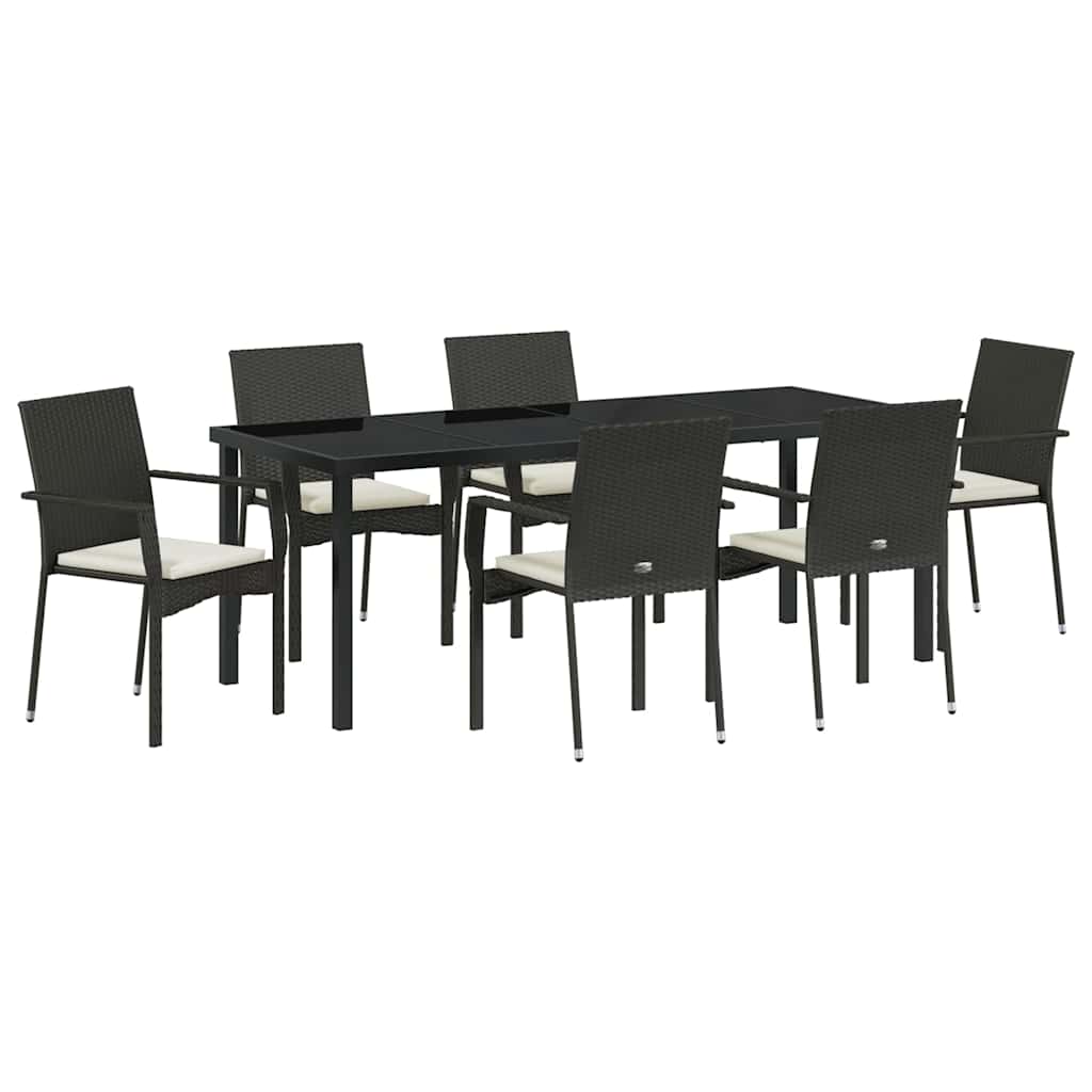 Ensemble de salle à manger pour jardin 7 pcs Noir polyrotin - XIOS