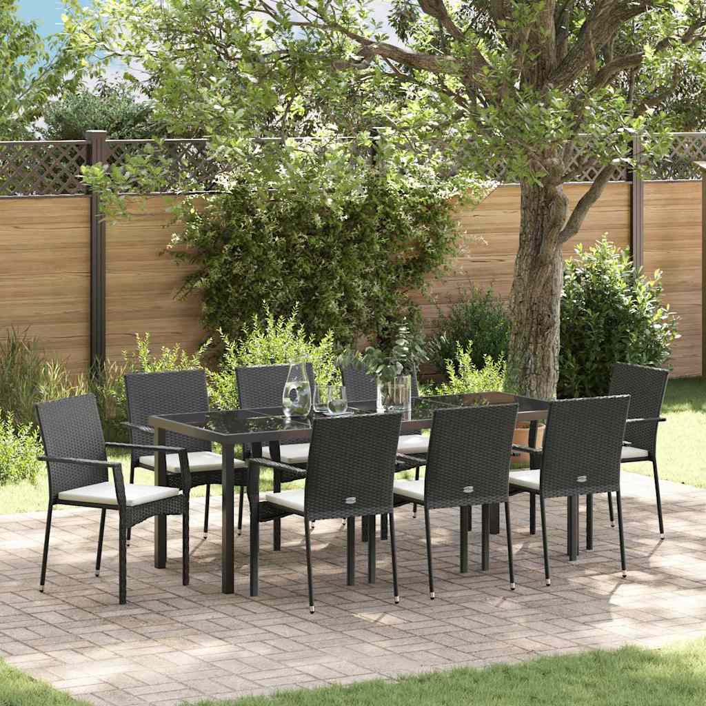 Ensemble de salle à manger pour jardin 9 pcs Noir polyrotin - XIOS
