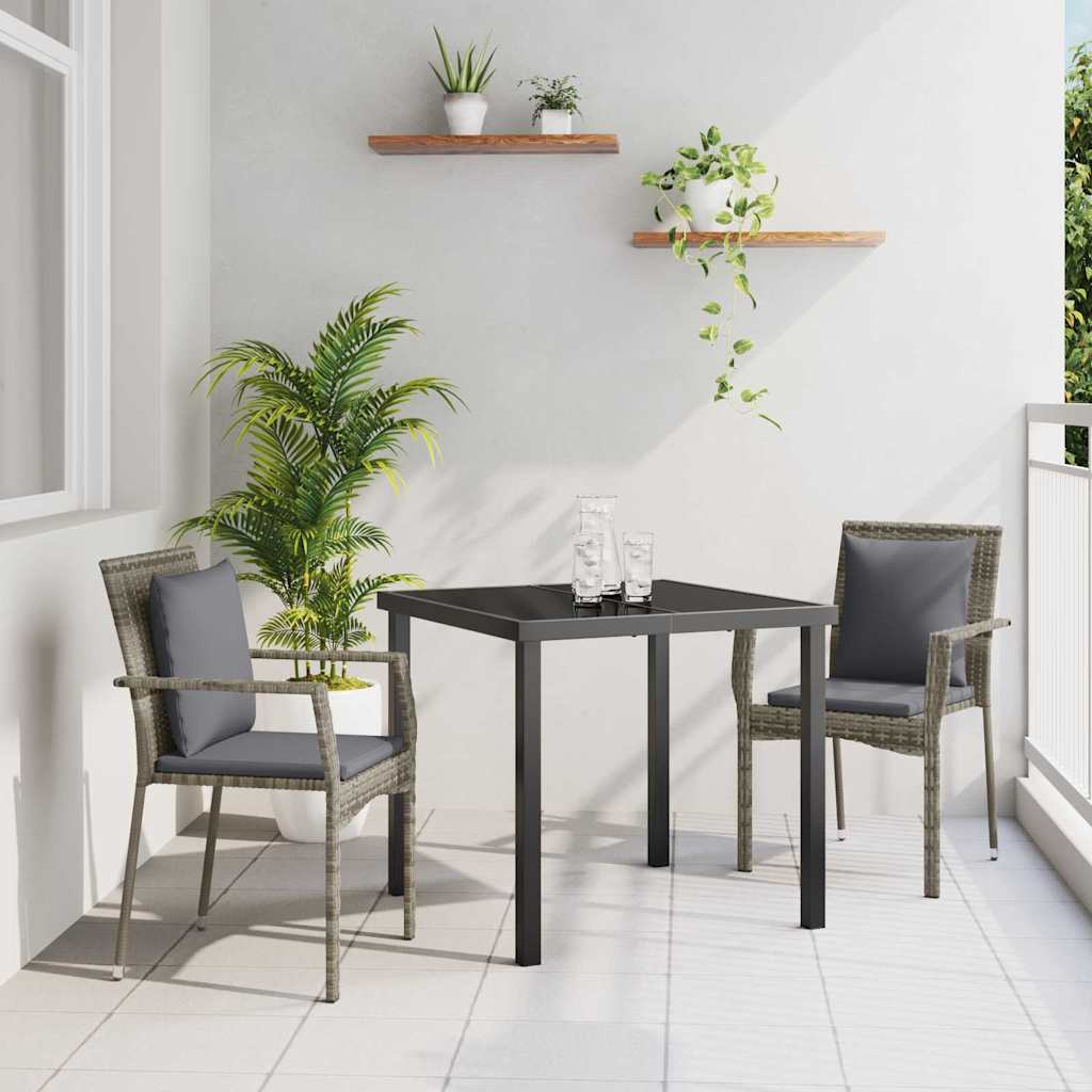 Ensemble de salle à manger pour jardin 3 pcs Gris polyrotin - XIOS