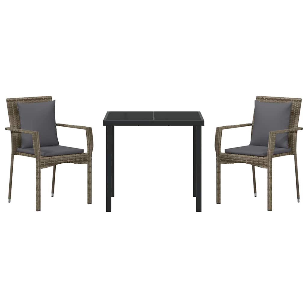 Ensemble de salle à manger pour jardin 3 pcs Gris polyrotin - XIOS