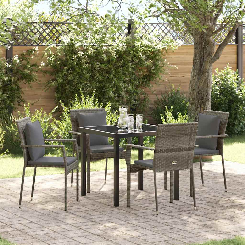 Ensemble de salle à manger pour jardin 5 pcs Gris polyrotin - XIOS