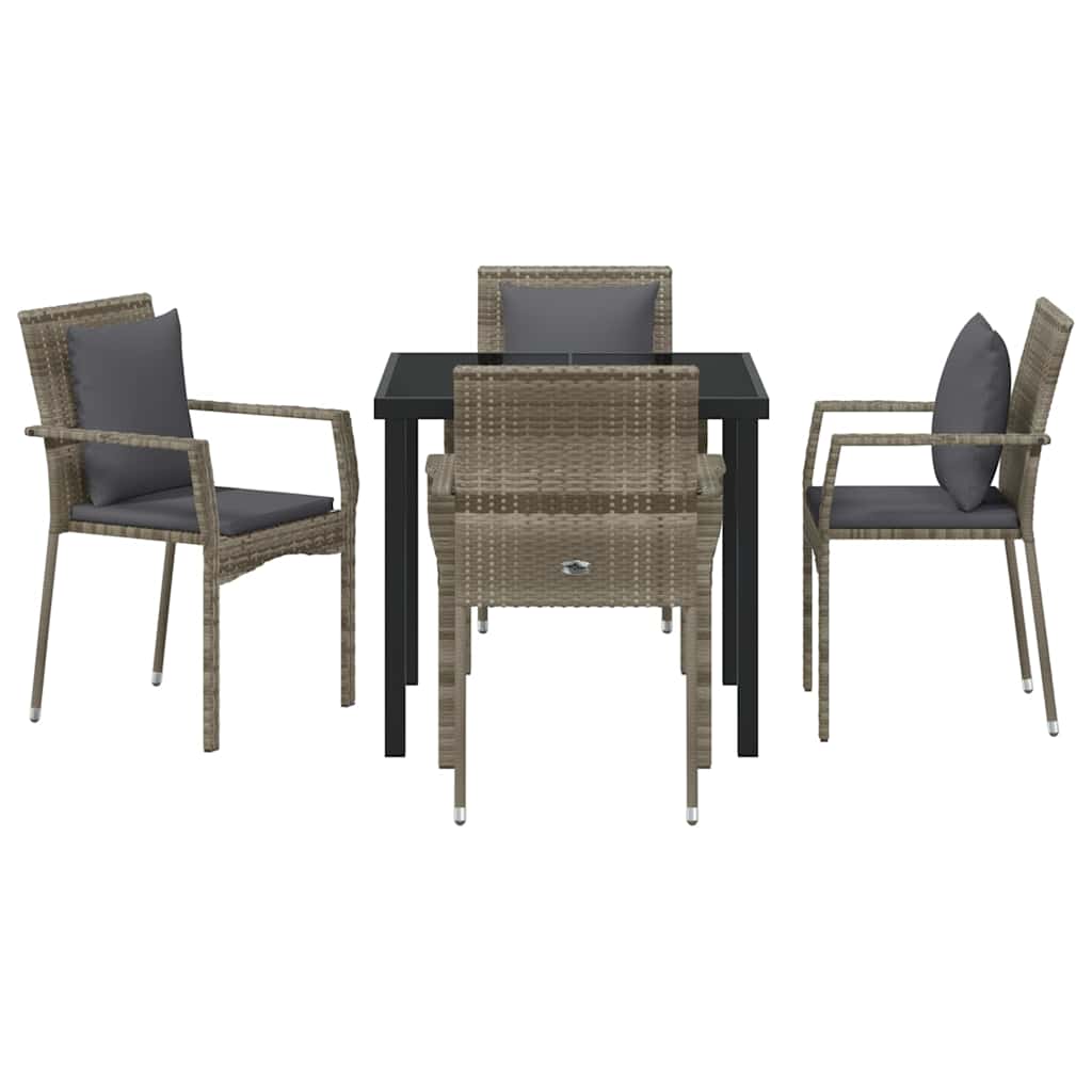 Ensemble de salle à manger pour jardin 5 pcs Gris polyrotin - XIOS