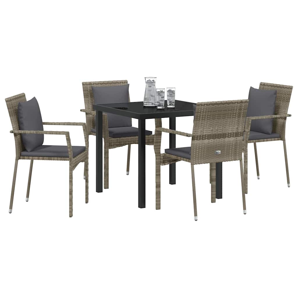 Ensemble de salle à manger pour jardin 5 pcs Gris polyrotin - XIOS