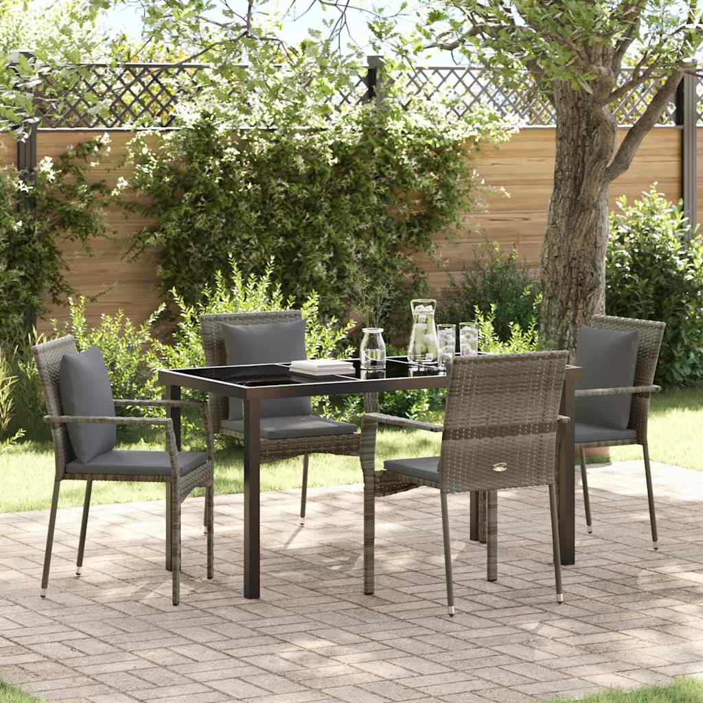 Ensemble de salle à manger pour jardin 5 pcs Gris polyrotin - XIOS