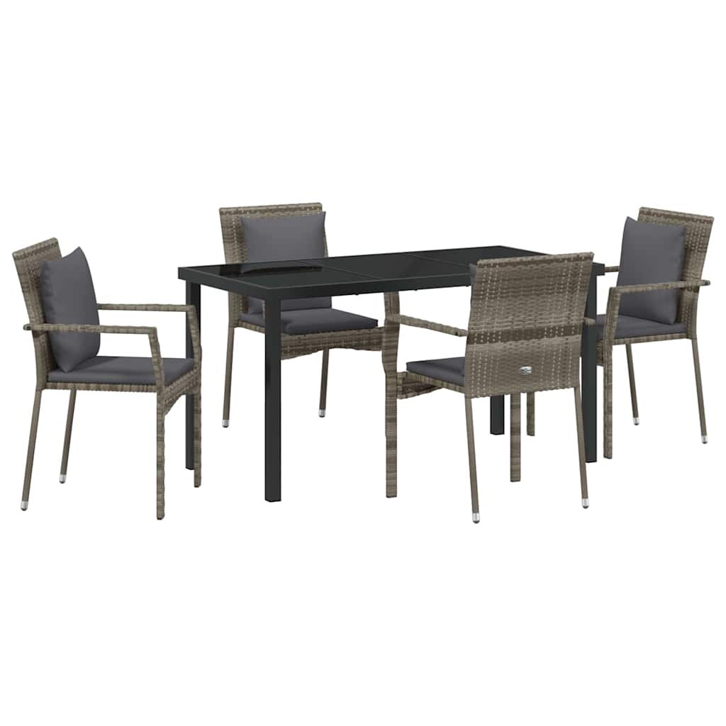 Ensemble de salle à manger pour jardin 5 pcs Gris polyrotin - XIOS