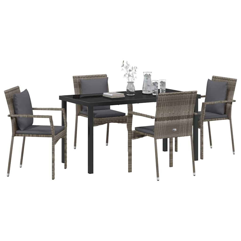 Ensemble de salle à manger pour jardin 5 pcs Gris polyrotin - XIOS