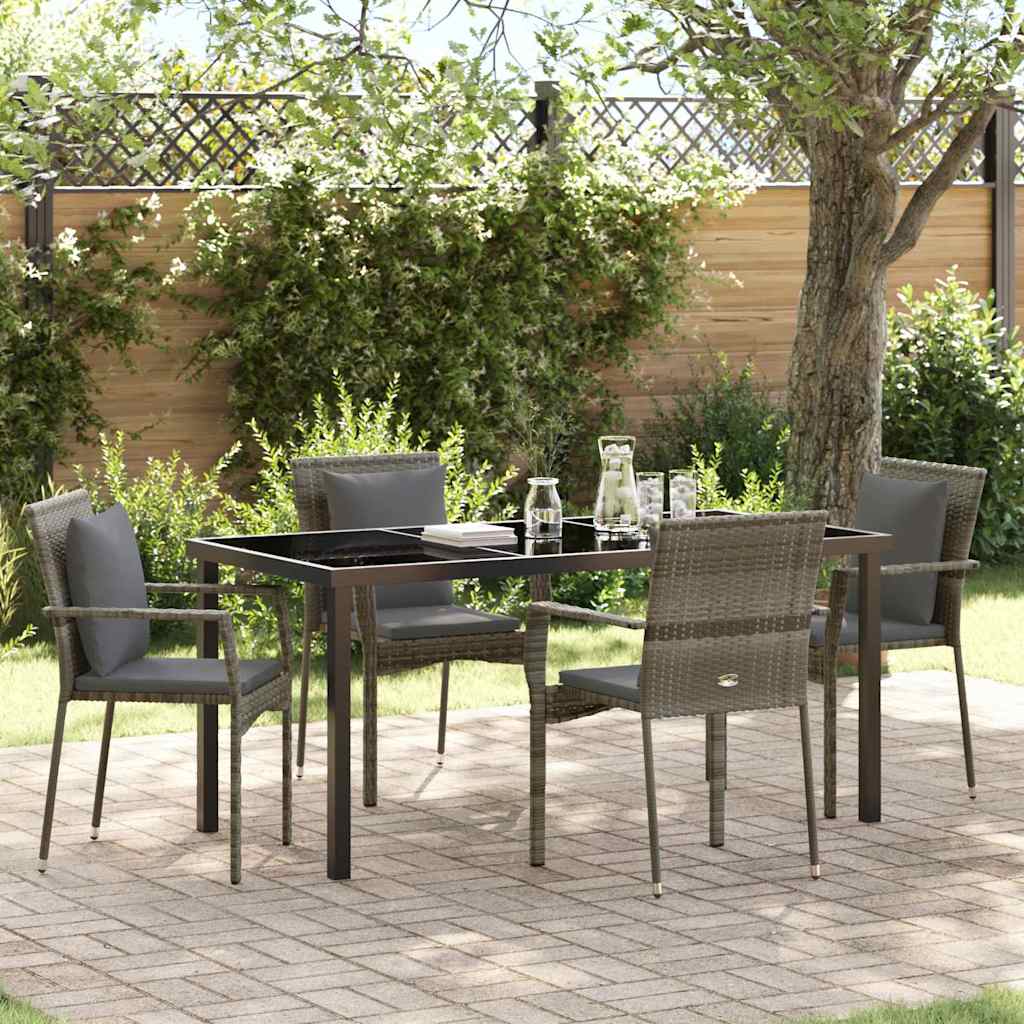 Ensemble de salle à manger pour jardin 5 pcs Gris polyrotin - XIOS