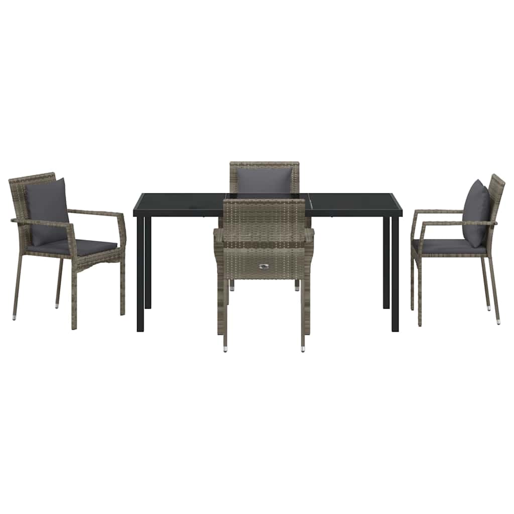 Ensemble de salle à manger pour jardin 5 pcs Gris polyrotin - XIOS