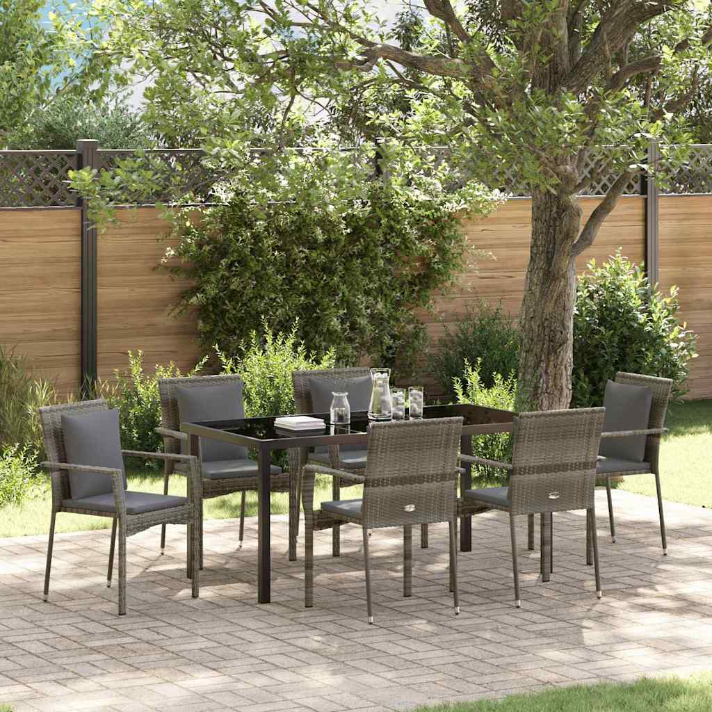 Ensemble de salle à manger pour jardin 7 pcs Gris polyrotin - XIOS