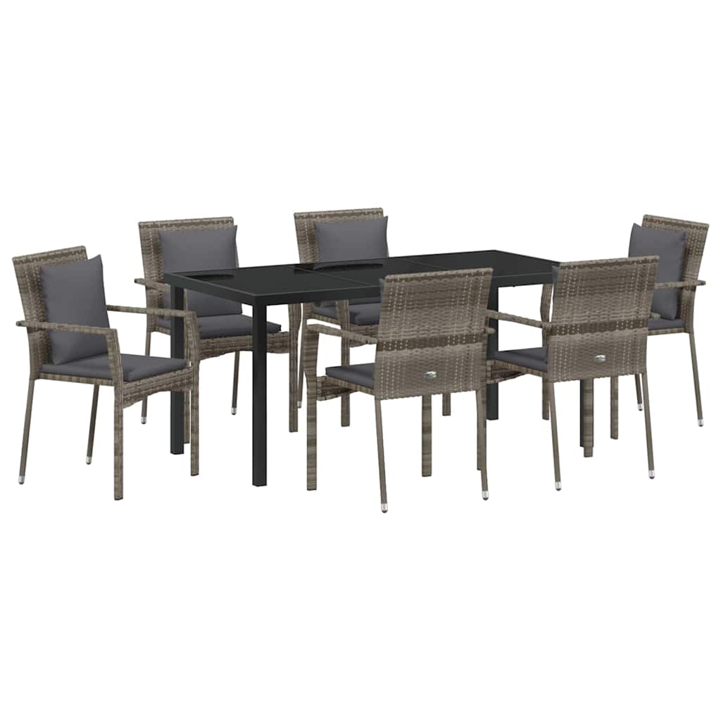 Ensemble de salle à manger pour jardin 7 pcs Gris polyrotin - XIOS