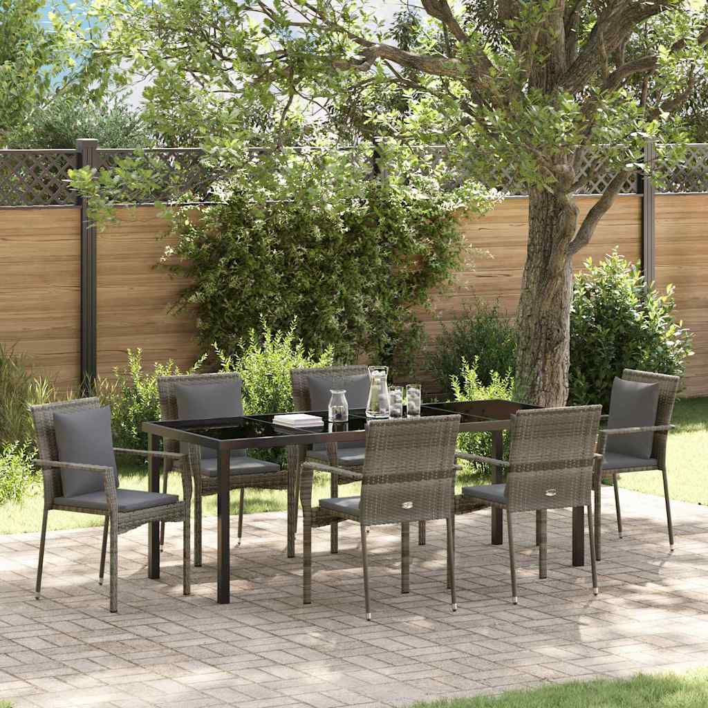 Ensemble de salle à manger pour jardin 7 pcs Gris polyrotin - XIOS
