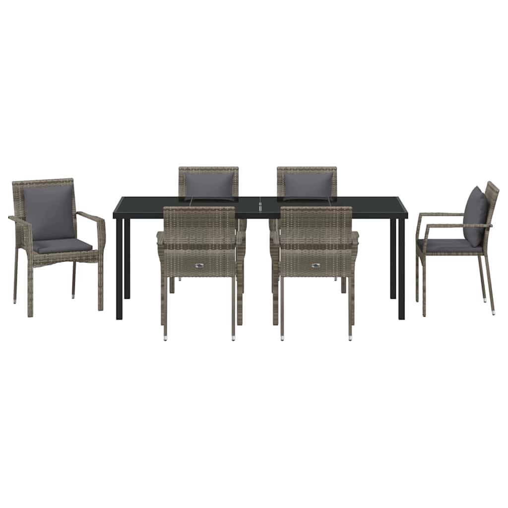 Ensemble de salle à manger pour jardin 7 pcs Gris polyrotin - XIOS