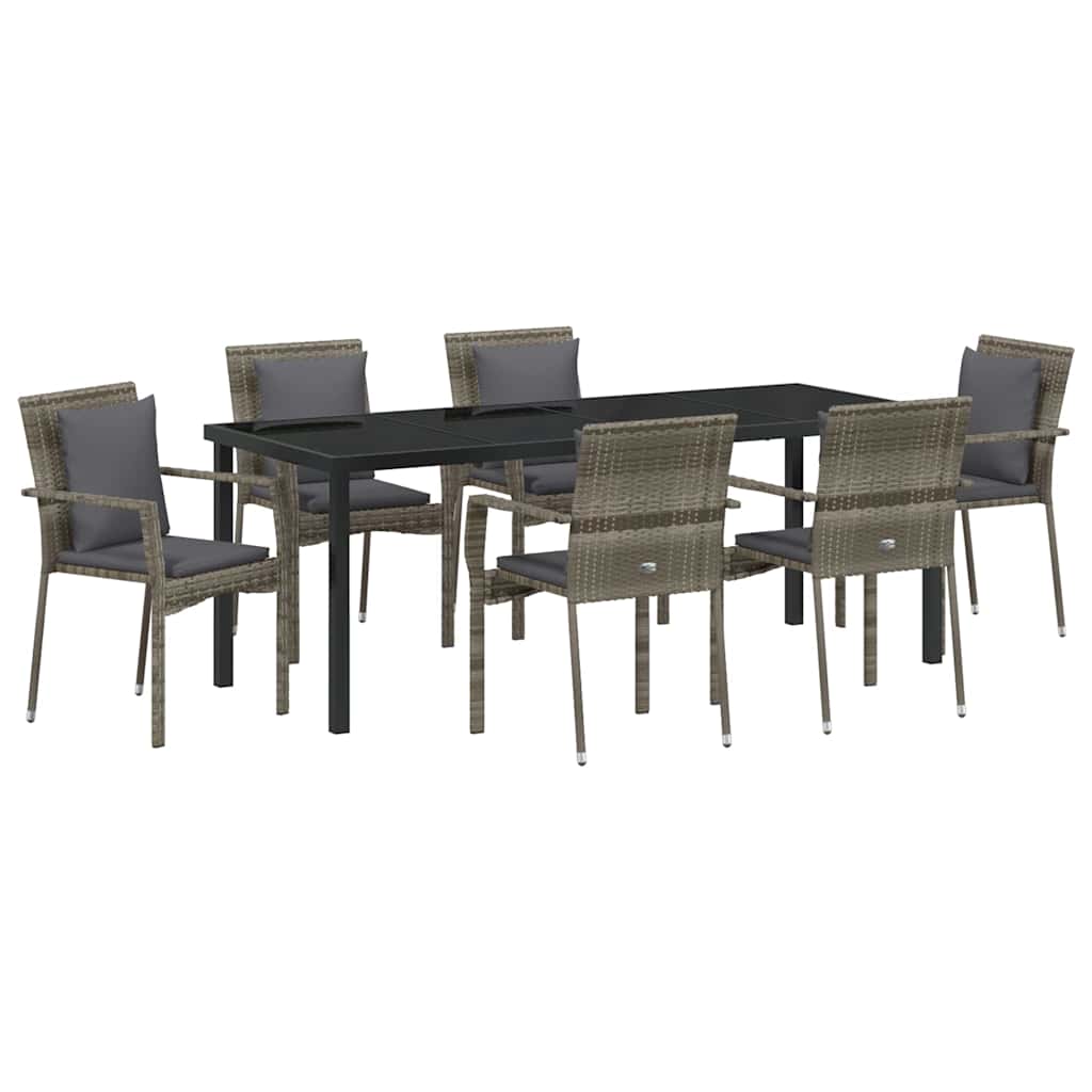 Ensemble de salle à manger pour jardin 7 pcs Gris polyrotin - XIOS