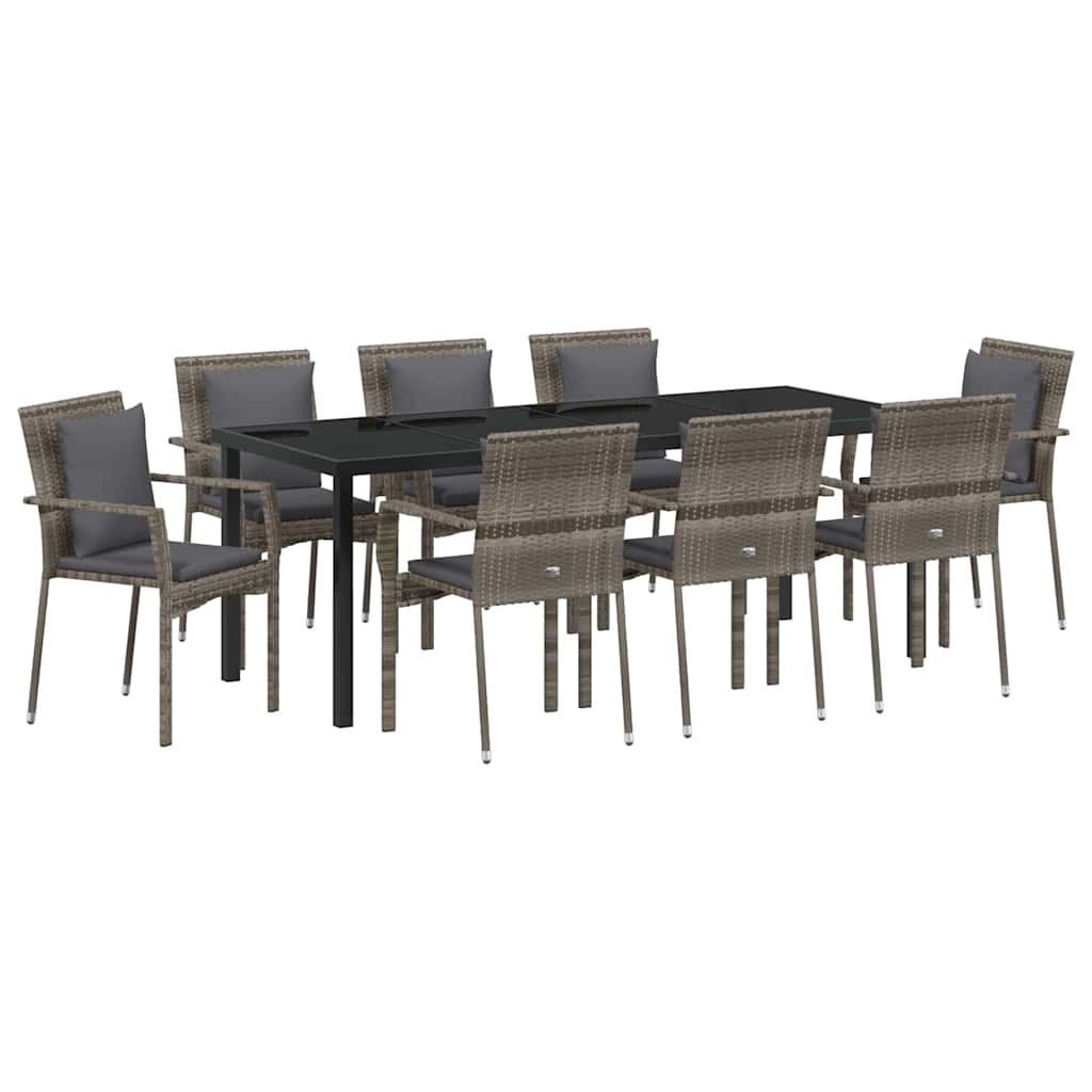 Ensemble de salle à manger pour jardin 9 pcs Gris polyrotin - XIOS